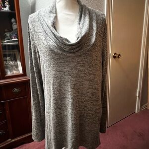 Elegant Heather Gray Cowl Neck Sweater